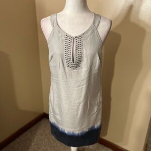Banana Republic Silk Silver/Blue Ombré Sheath Dress Sz S EUC